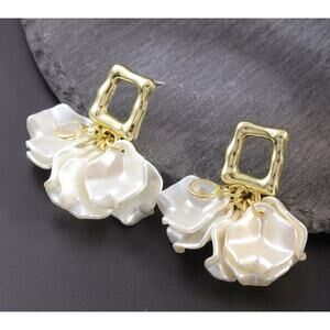 Acrylic Flower Petal Earrings with Crystal charm